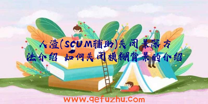 人渣(SCUM辅助)关闭景深方法介绍